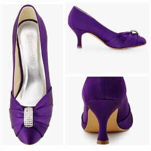 🔸️🔸️HOST PICK NWOB Elegant Park Purple Satin Brooch Heels Size 8
